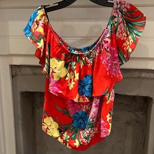 Floral Off-Shoulder Ruffle Top